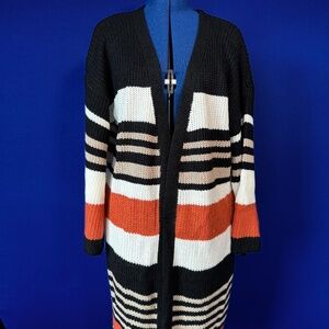Cozy Stripped Long Cardigan Sweater Coat